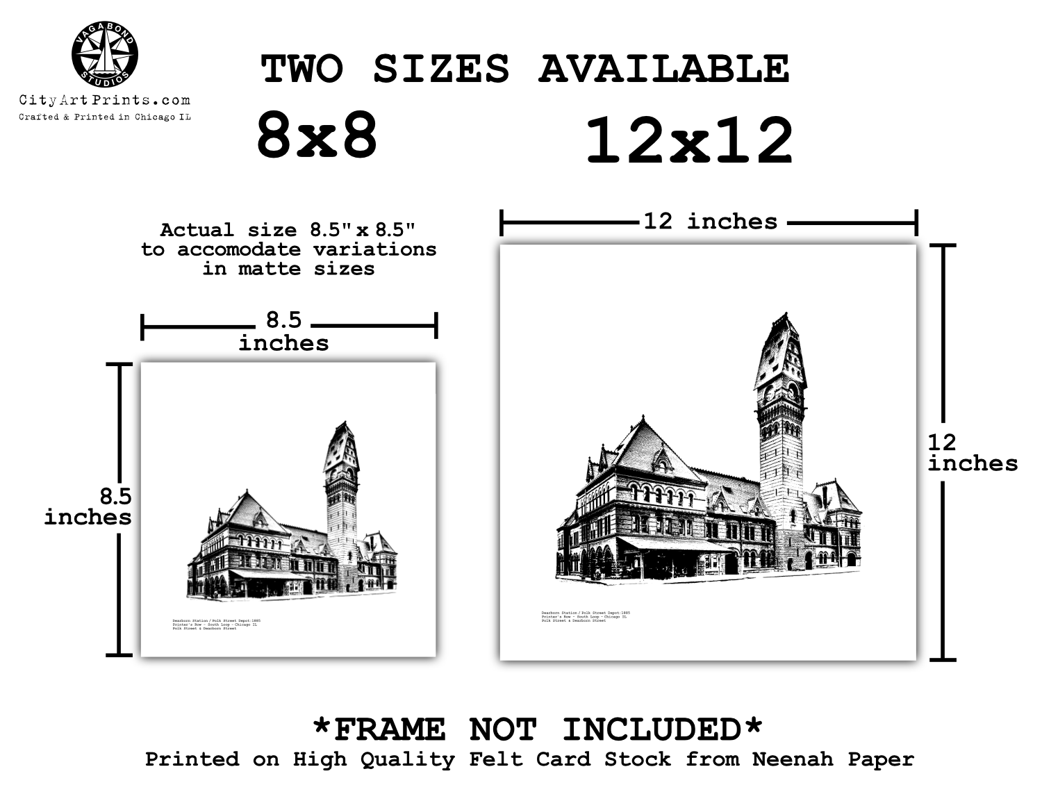Dearborn Station / Polk Street Depot Graphic Art Print in the South Loop / Printer's Row - Chicago IL Art Print by cityartprints.com