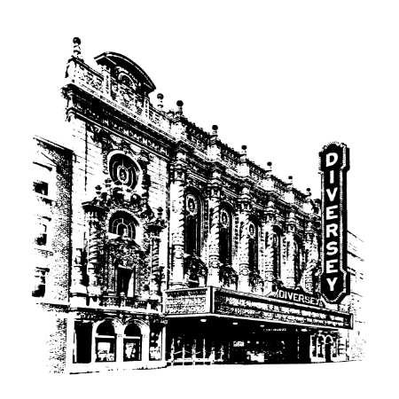 Diversey Theatre Lake View East Chicago Graphic Artwork illustration by cityartprints.com