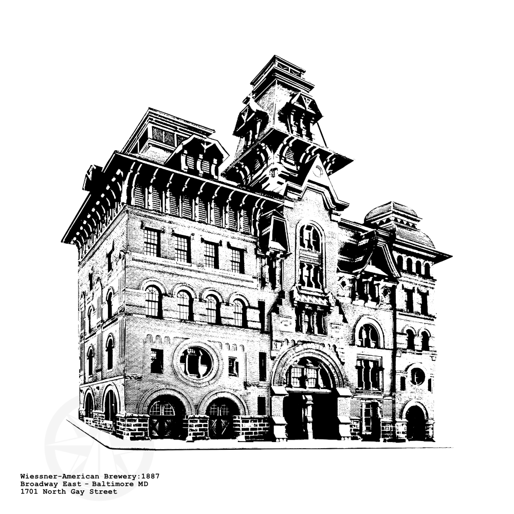 East Baltimore Artwork / Illustration of the American Brewery by cityartprints.com