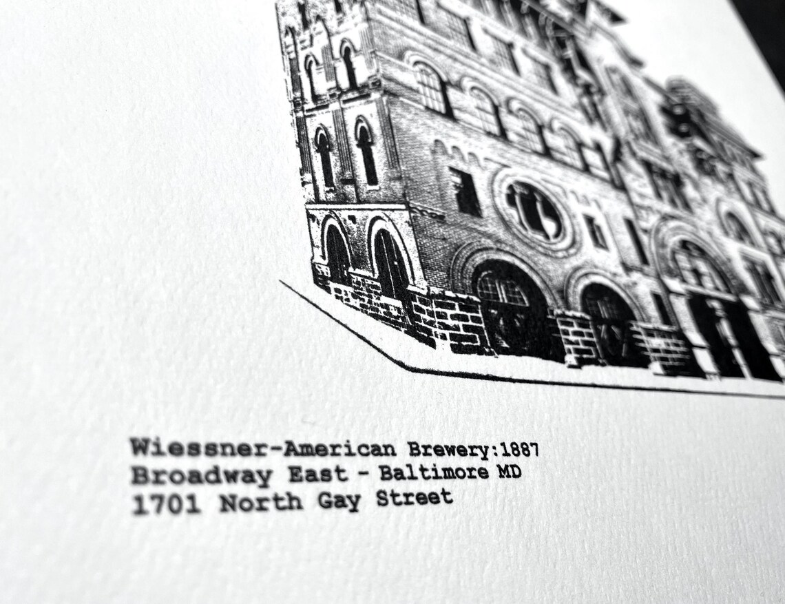 East Baltimore Artwork / Illustration of the American Brewery by cityartprints.com