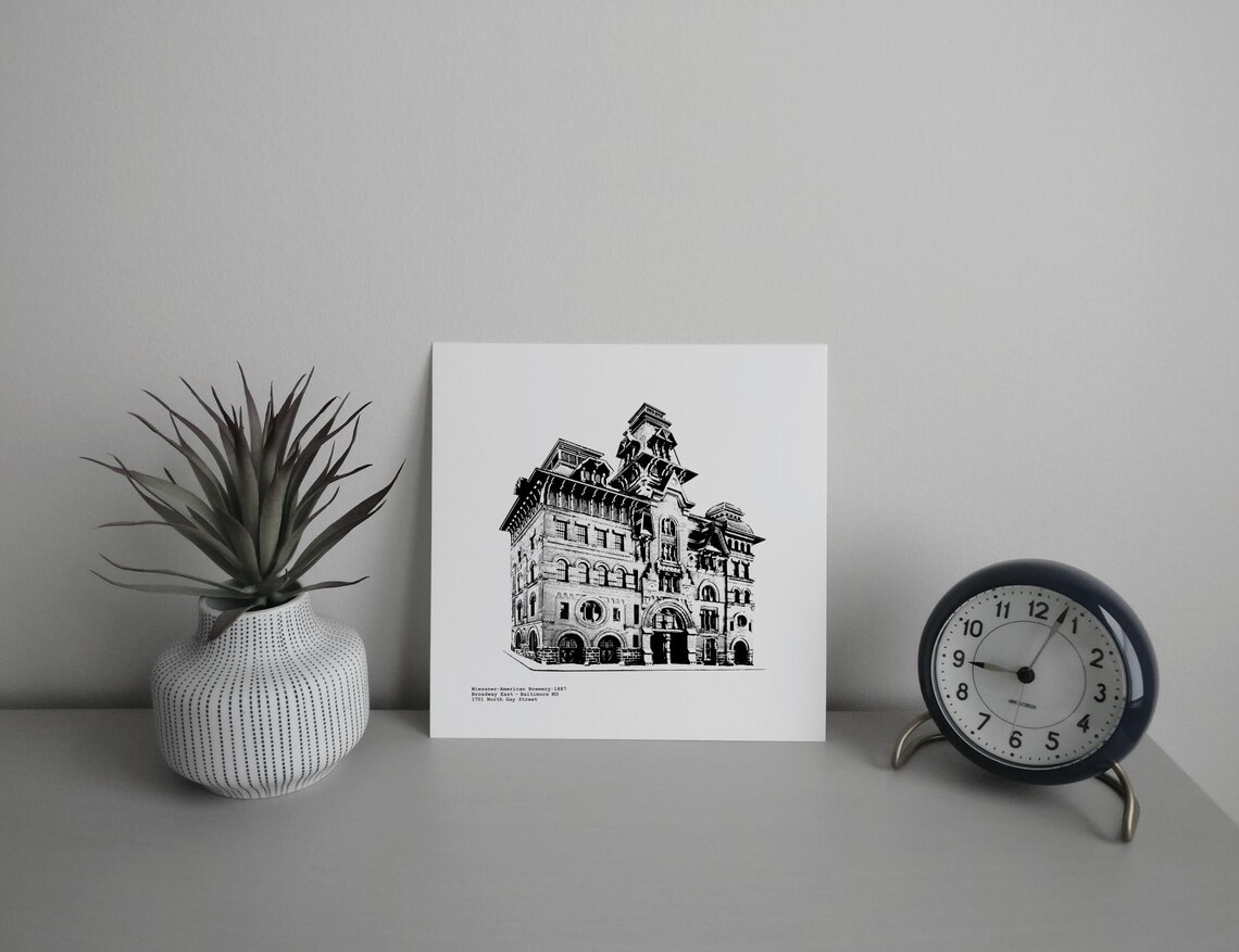 East Baltimore Artwork / Illustration of the American Brewery by cityartprints.com