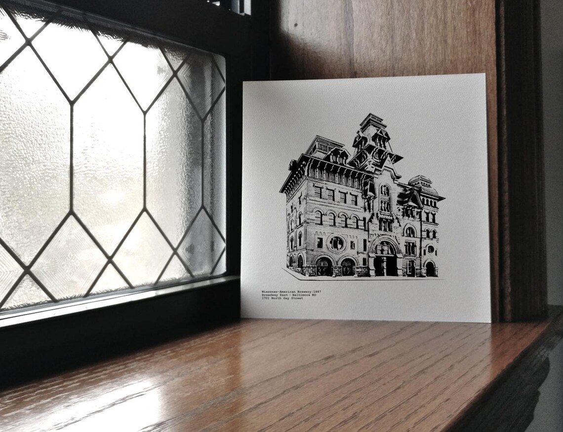 East Baltimore Artwork / Illustration of the American Brewery by cityartprints.com