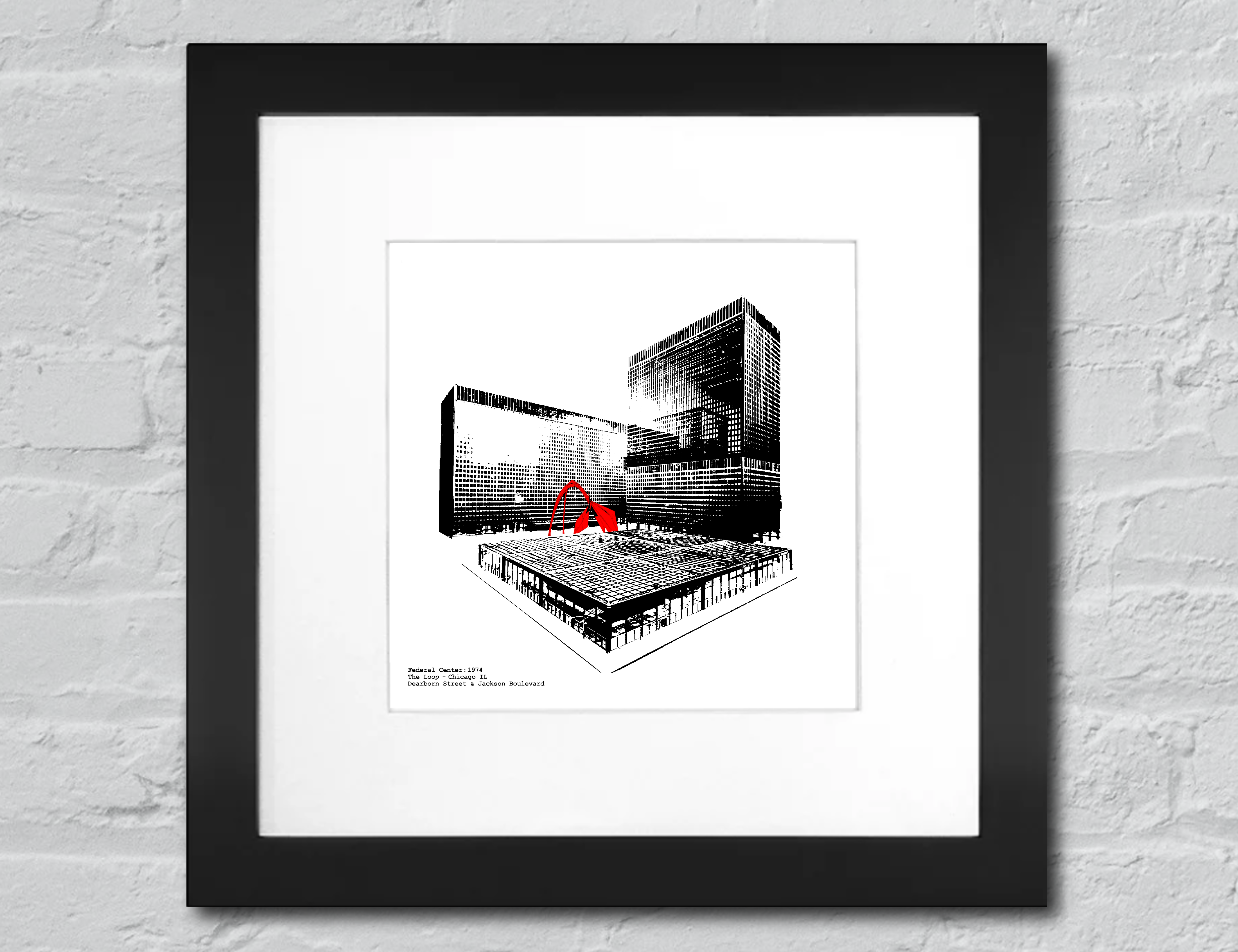 Federal Center illustration in the loop, Chicago IL