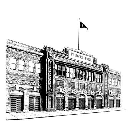 Fenway Park in Boston Massachusetts illustration of the Gate A entrance facade 
