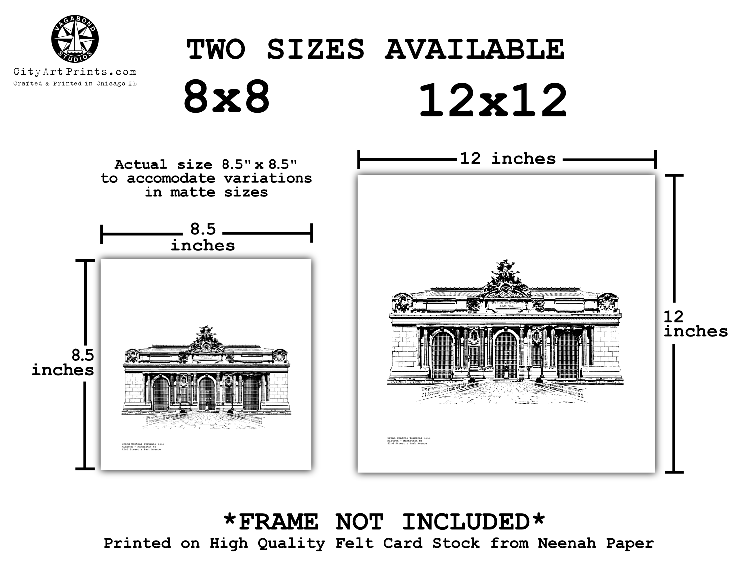 Grand Central Terminal Rail Station in Midtown Manhattan Graphic Print illustration by cityartprints.com