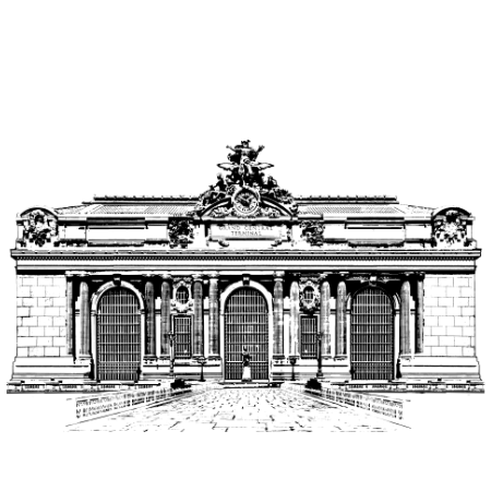 Grand Central Terminal Civic Architecture Rail  Depot/ Train Station in midtown Manhattan New York - graphic artwork illustration by cityartprints.coma