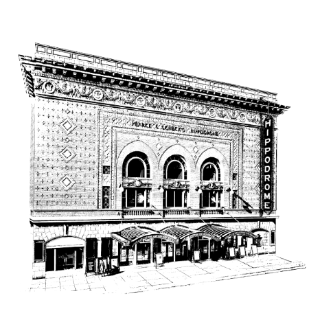 Hippodrome Theater Baltimore illustration of the facade and streetscape