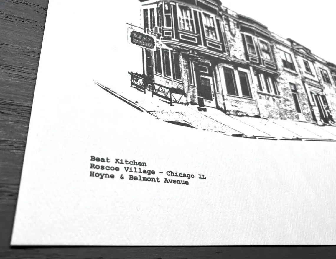 Beat Kitchen Roscoe Village Art Print / Illustration by cityartprints.com