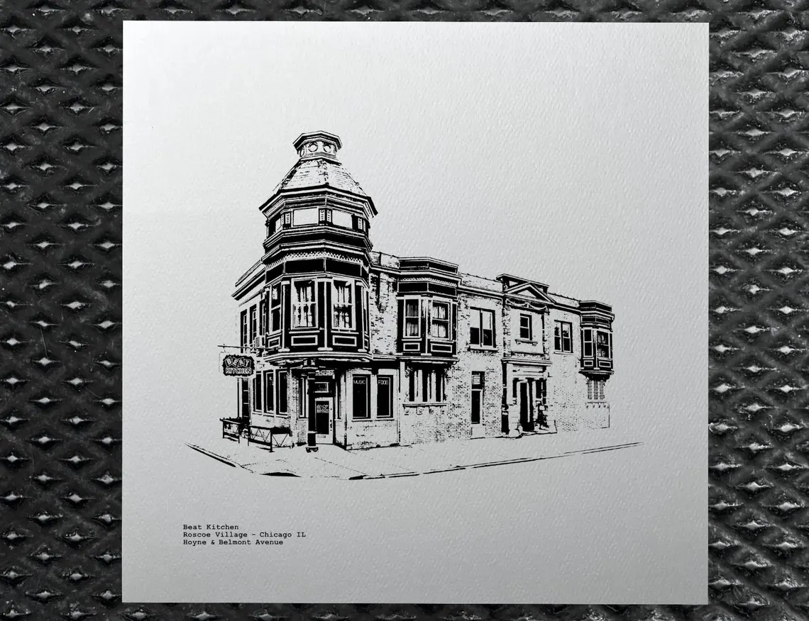 Beat Kitchen Roscoe Village Art Print / Illustration by cityartprints.com