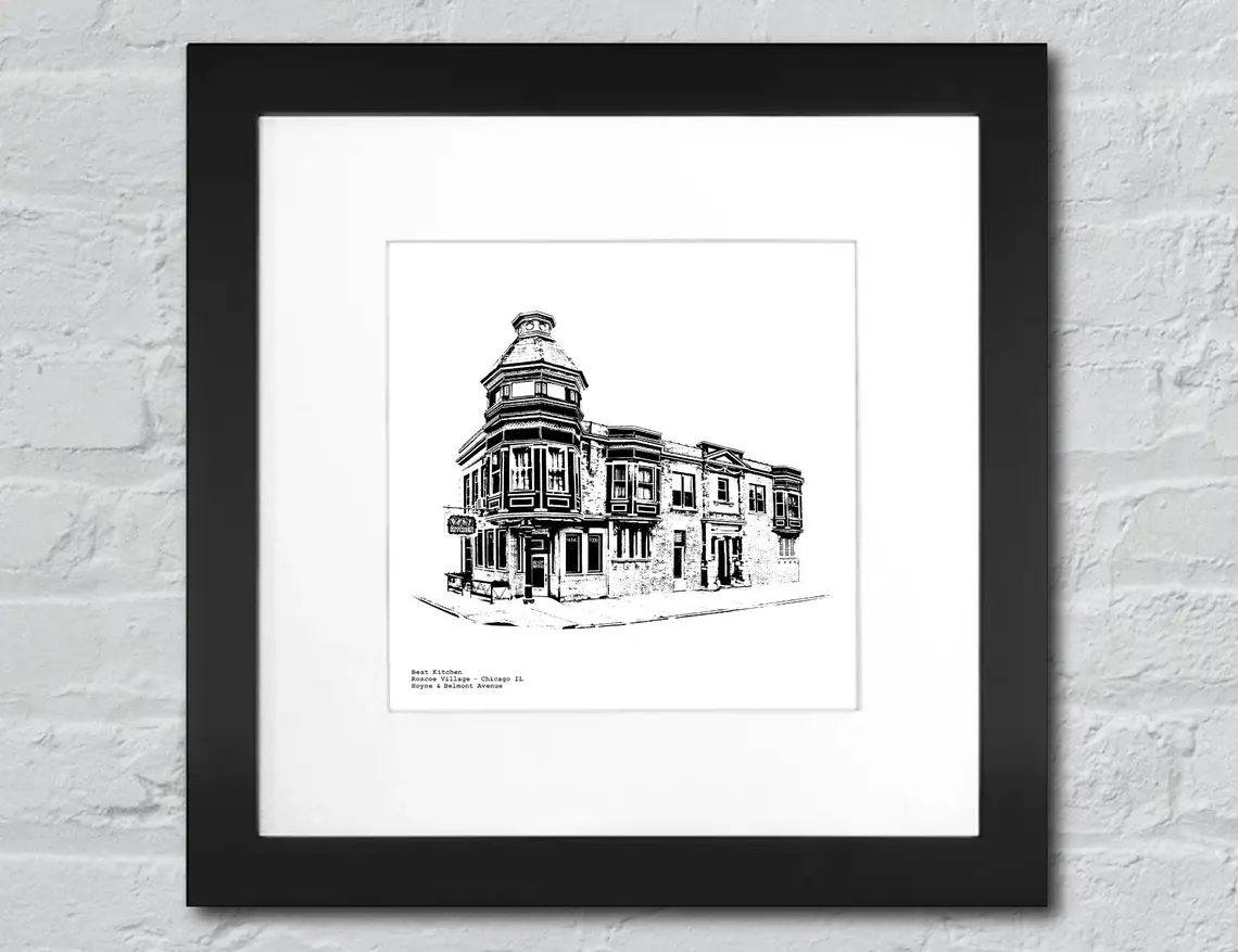 Beat Kitchen Roscoe Village Art Print / Illustration by cityartprints.com