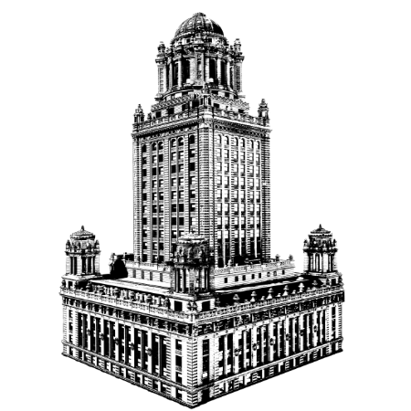 Jewelers Building Historical Architecture in the Loop Chicago - Graphic Artwork illustration by cityartprints.com