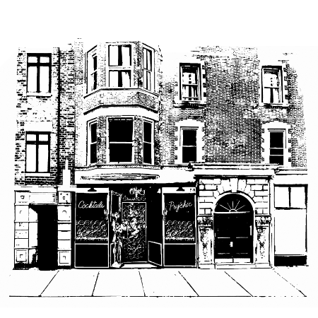 custom illustration of 'King of Cups' bar in Lincoln Park Chicago