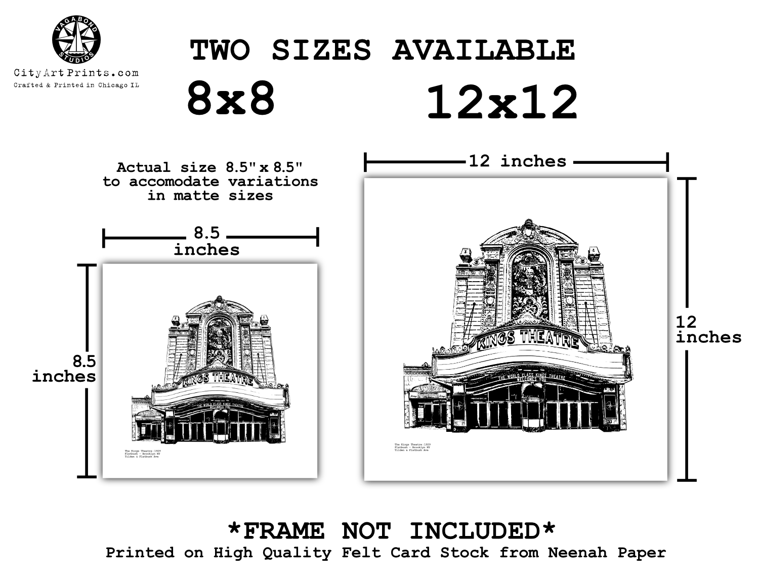 Kings Theatre Brooklyn New York Graphic Art Print Illustration by cityartprints.com