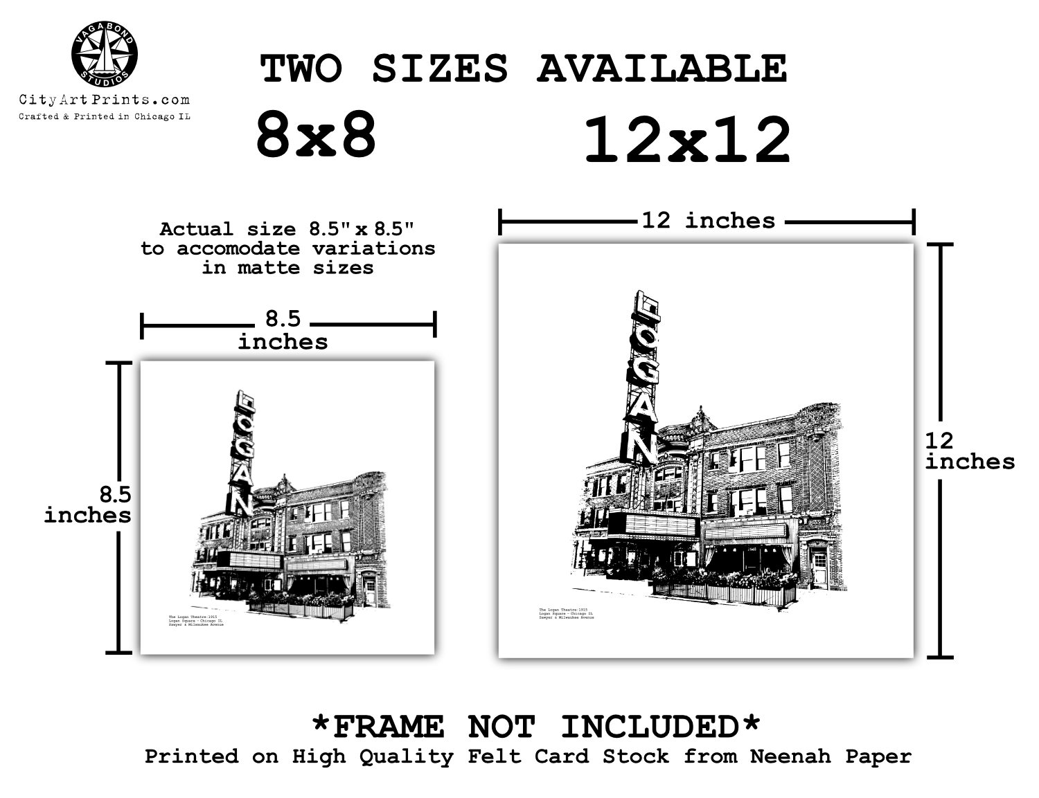 Logan Theatre Chicago Graphic Art Print \ Illustration