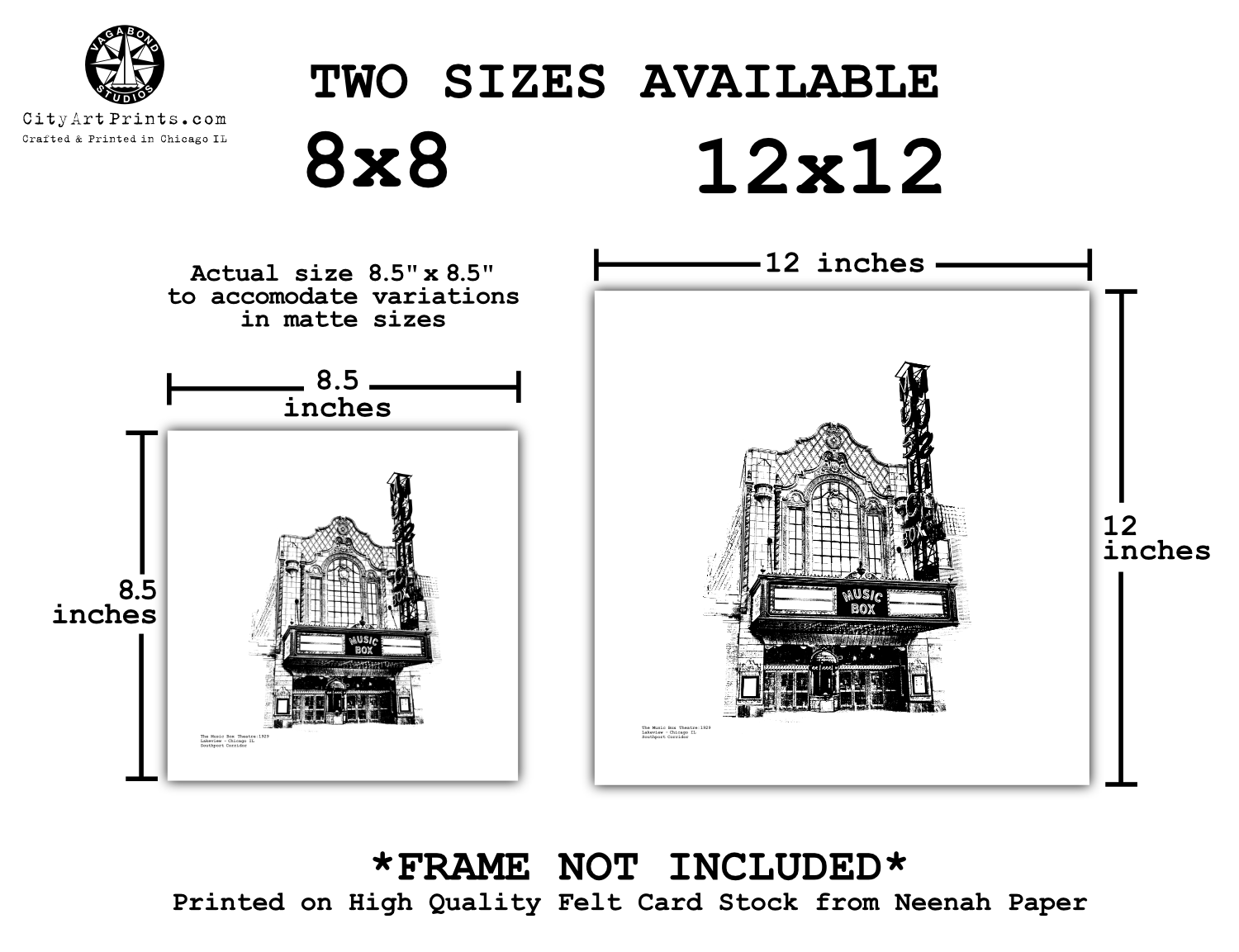 The Music Box Theatre Graphic Illustration / Wall Art - Southport Corridor - Lake View Chicago IL