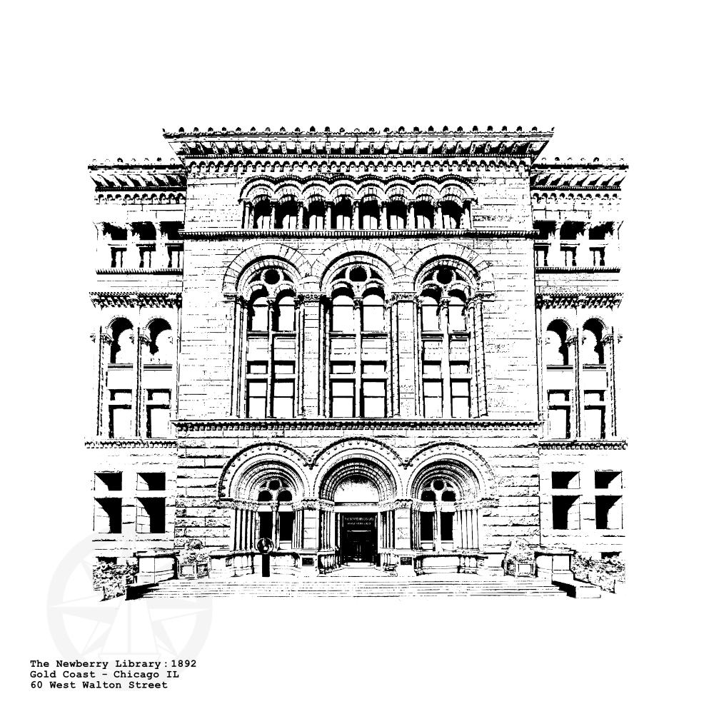 The Newberry Library Cartographic Research and historical treasures entry façade