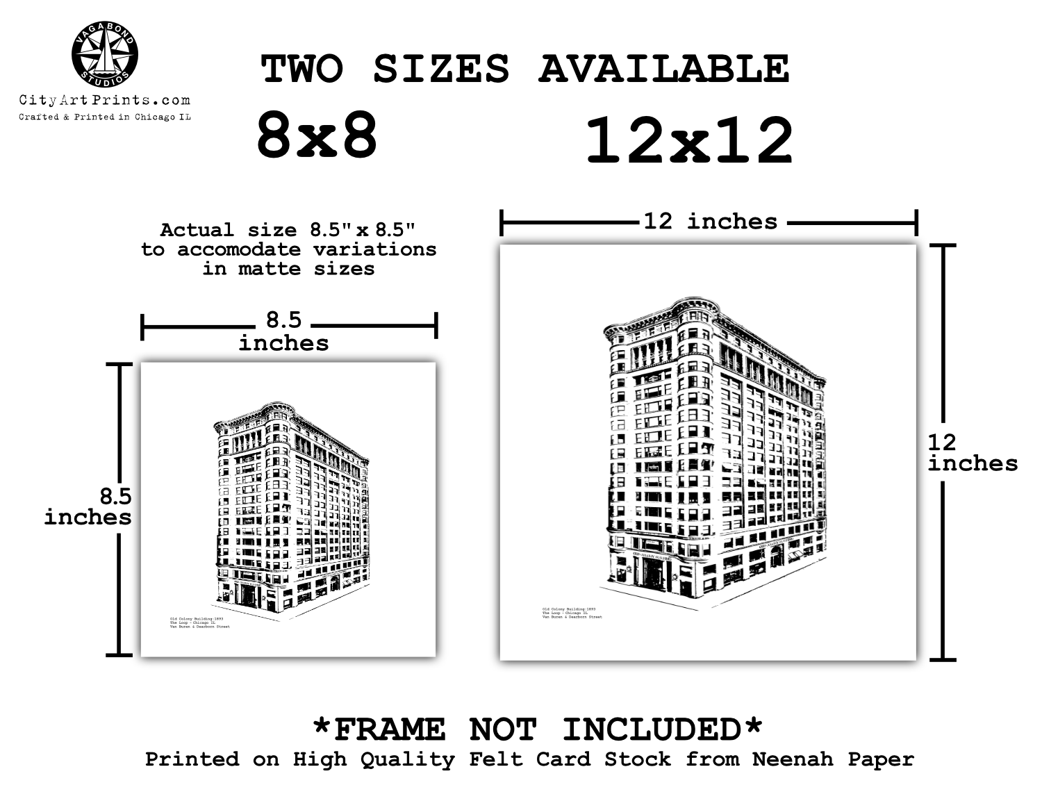 Old Colony Building Chicago Graphic Art Print illustration