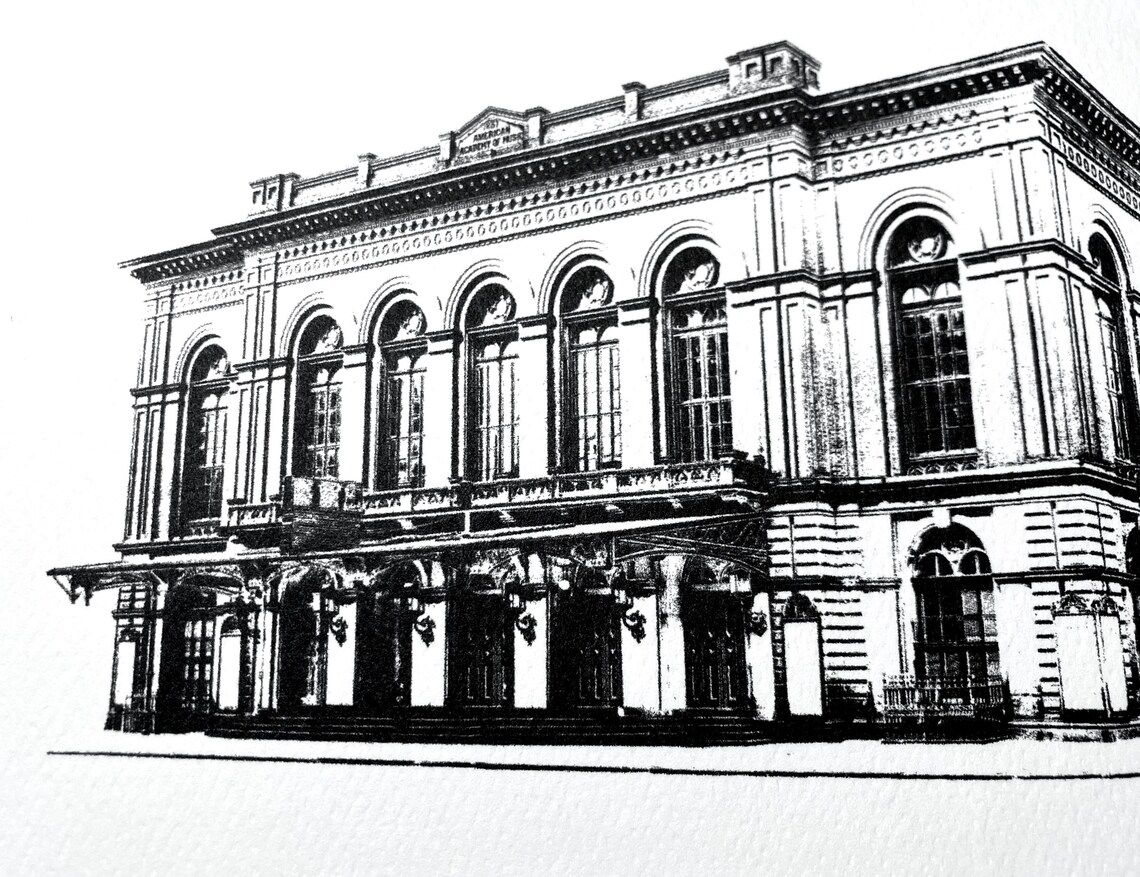 American Academy of Music Historical Architecture illustration by cityartprints.com
