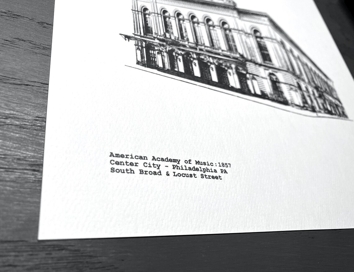 American Academy of Music Historical Architecture illustration by cityartprints.com