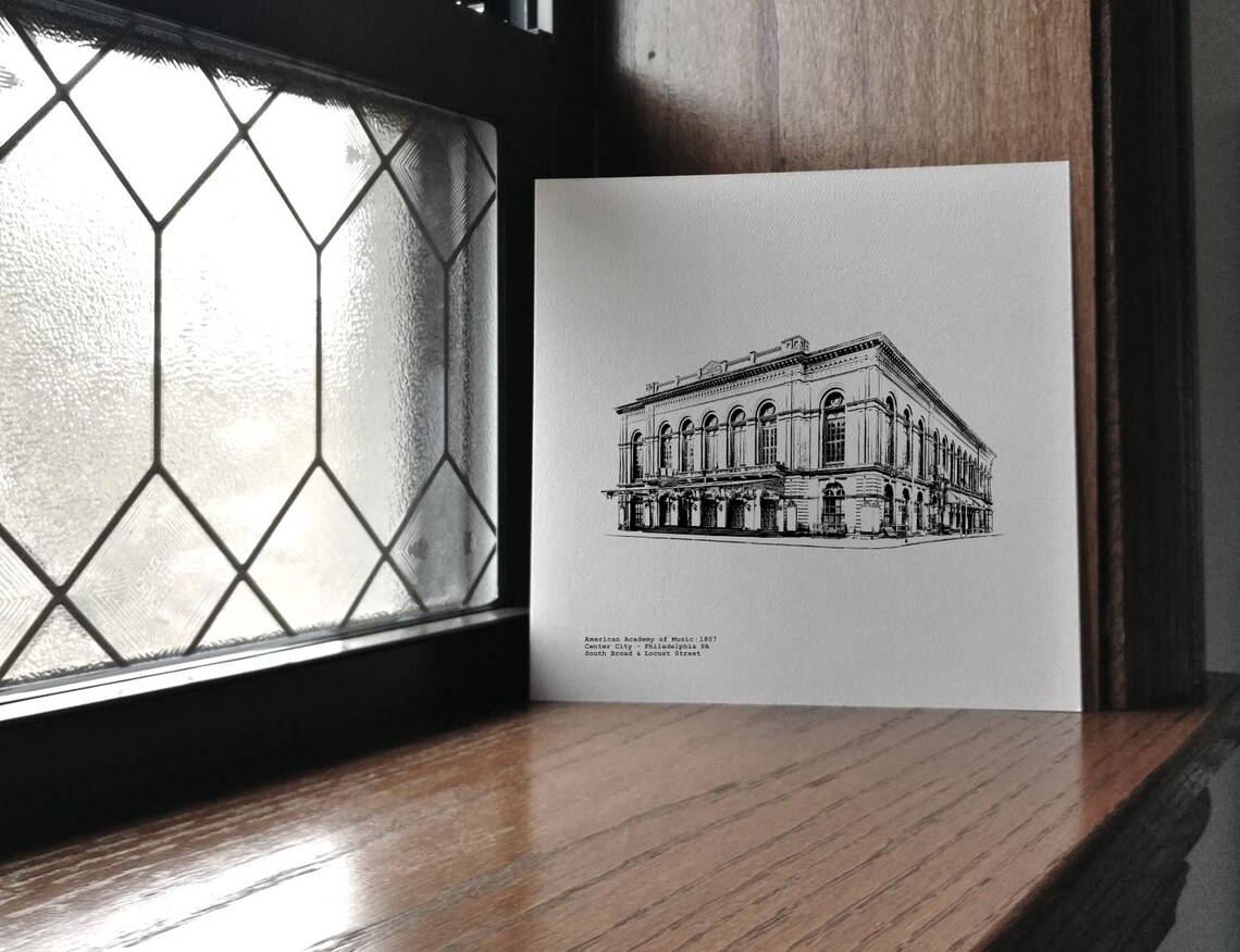 American Academy of Music Historical Architecture illustration by cityartprints.com