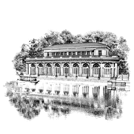 Prospect Park Boathouse Brooklyn New York Graphic Artwork illustration by cityartprints.com