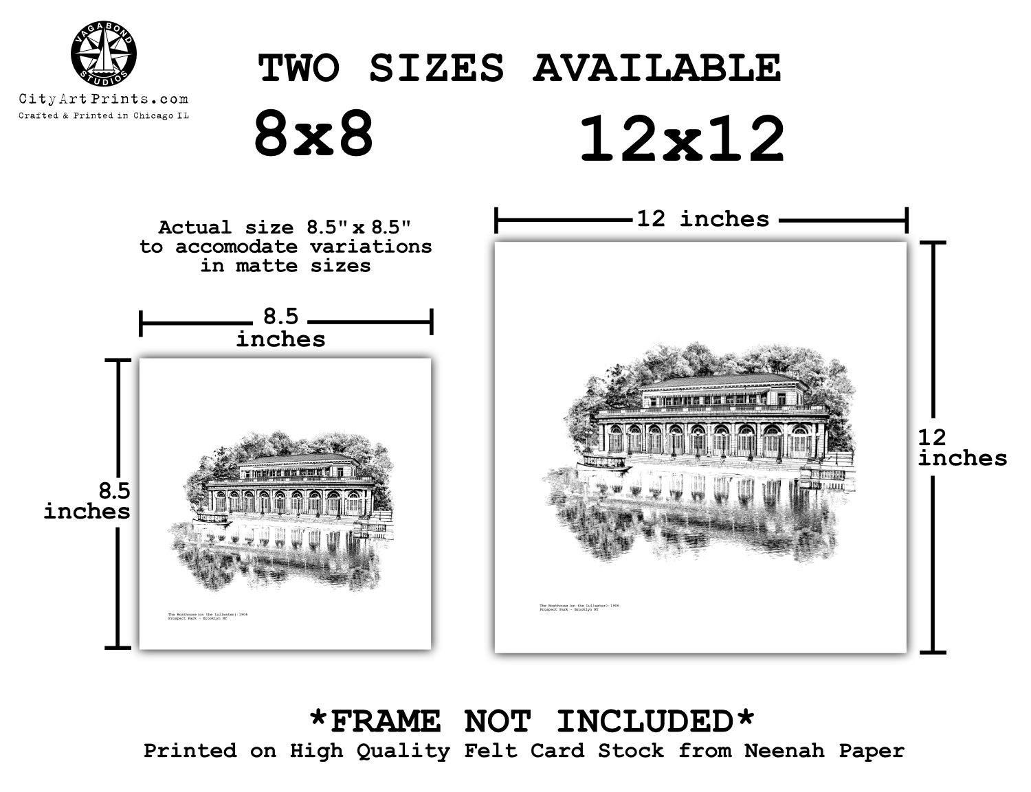 Prospect Park Boathouse on the lullwater in Brooklyn New York Graphic Art Print illustration by cityartprints.com