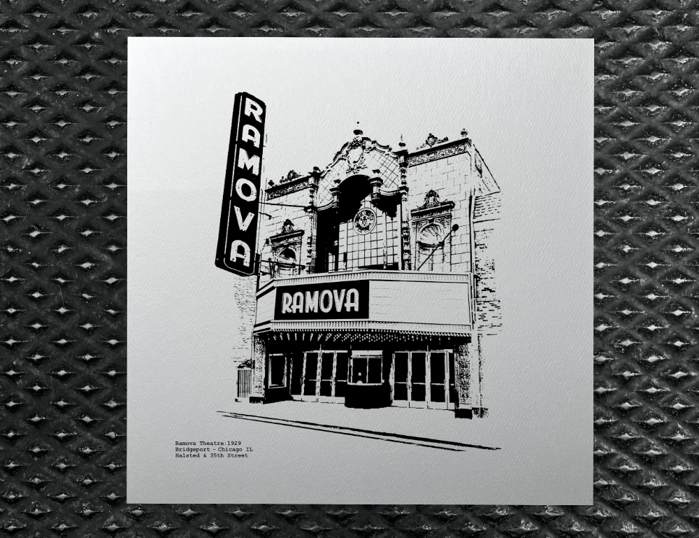 Ramova Theatre Bridgeport Chicago IL - Graphic Art Print illustration by cityartprints.com