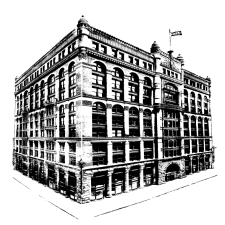 The Rookery Chicago in the Loop - Graphic Artwork illustration by cityartprints.com