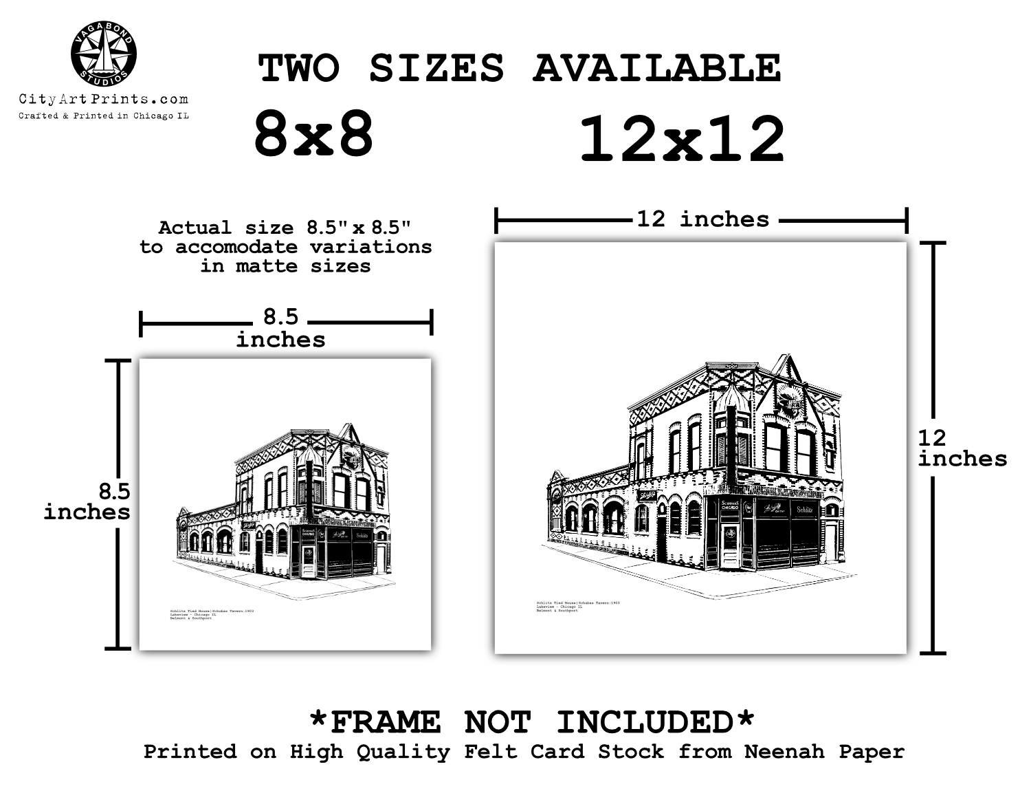 Schubas Tied House Chicago Graphic Art Print Illustration on Southport in Lake View Chicago by cityartprints.com