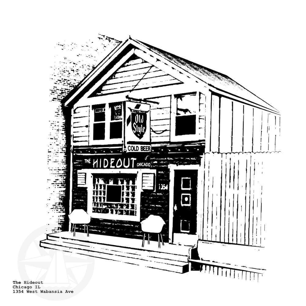 The Hideout Chicago Art Print - illustration by cityartprints.com