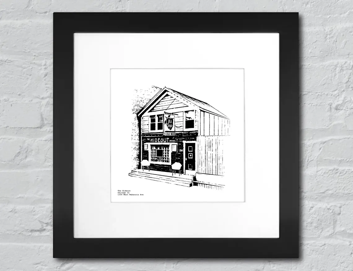 The Hideout Chicago Art Print - illustration by cityartprints.com