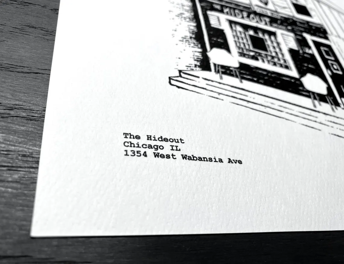 The Hideout Chicago Art Print - illustration by cityartprints.com