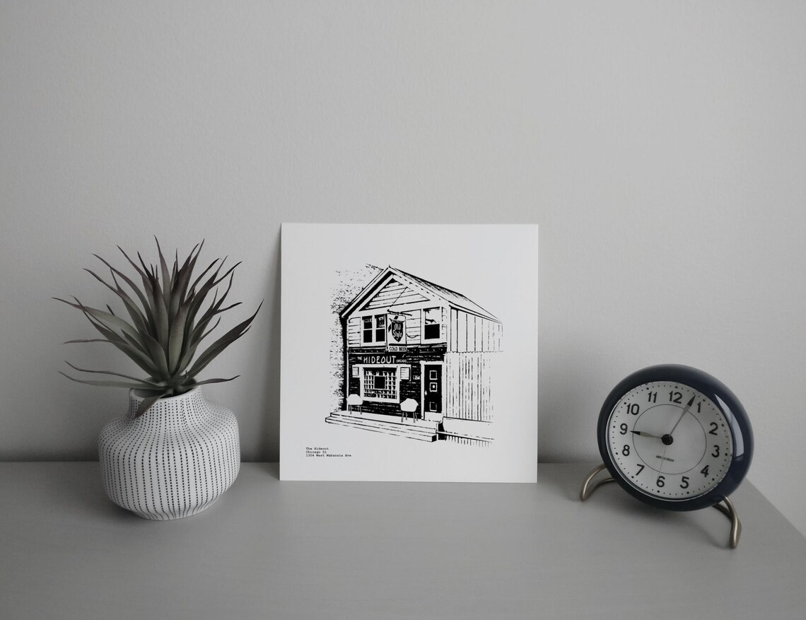 The Hideout Chicago Art Print - illustration by cityartprints.com