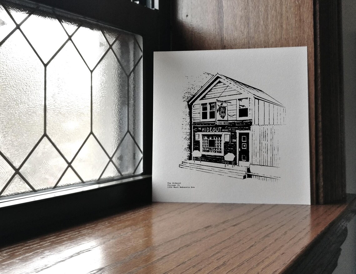 The Hideout Chicago Art Print - illustration by cityartprints.com