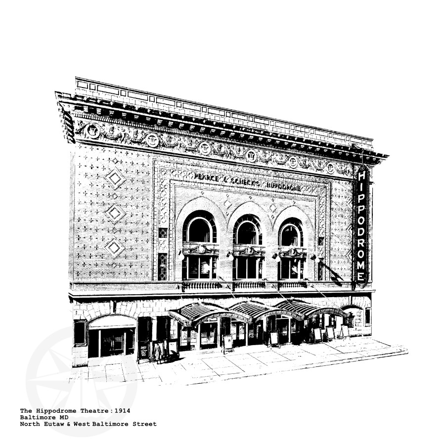 The Hippodrome Theatre  Baltimore illustration / artwork by cityartprints.com