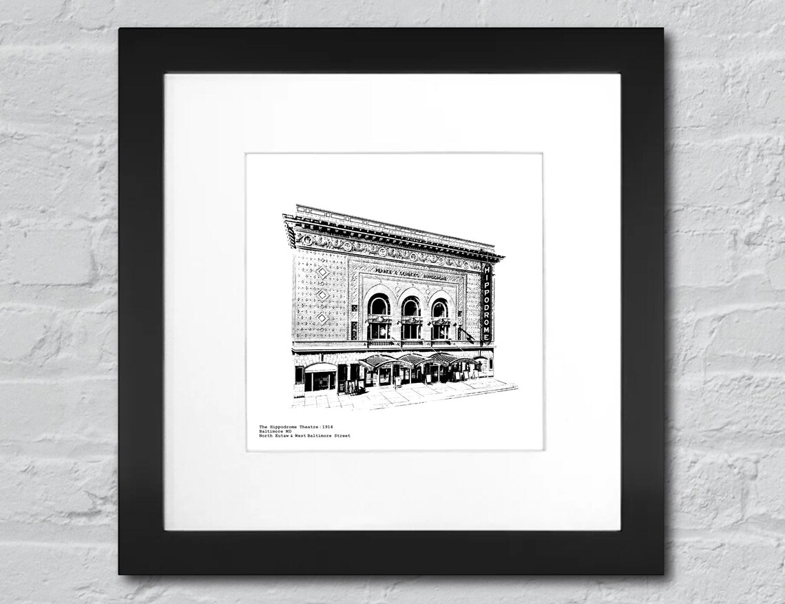 The Hippodrome Theatre  Baltimore illustration / artwork by cityartprints.com