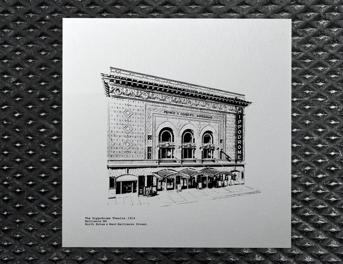 The Hippodrome Theatre  Baltimore illustration / artwork by cityartprints.com