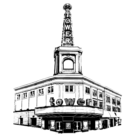 Tower Theatre Upper Darby Township, Philadelphia PA Historical Architecture Graphic Artwork illustration by cityartprints.com
