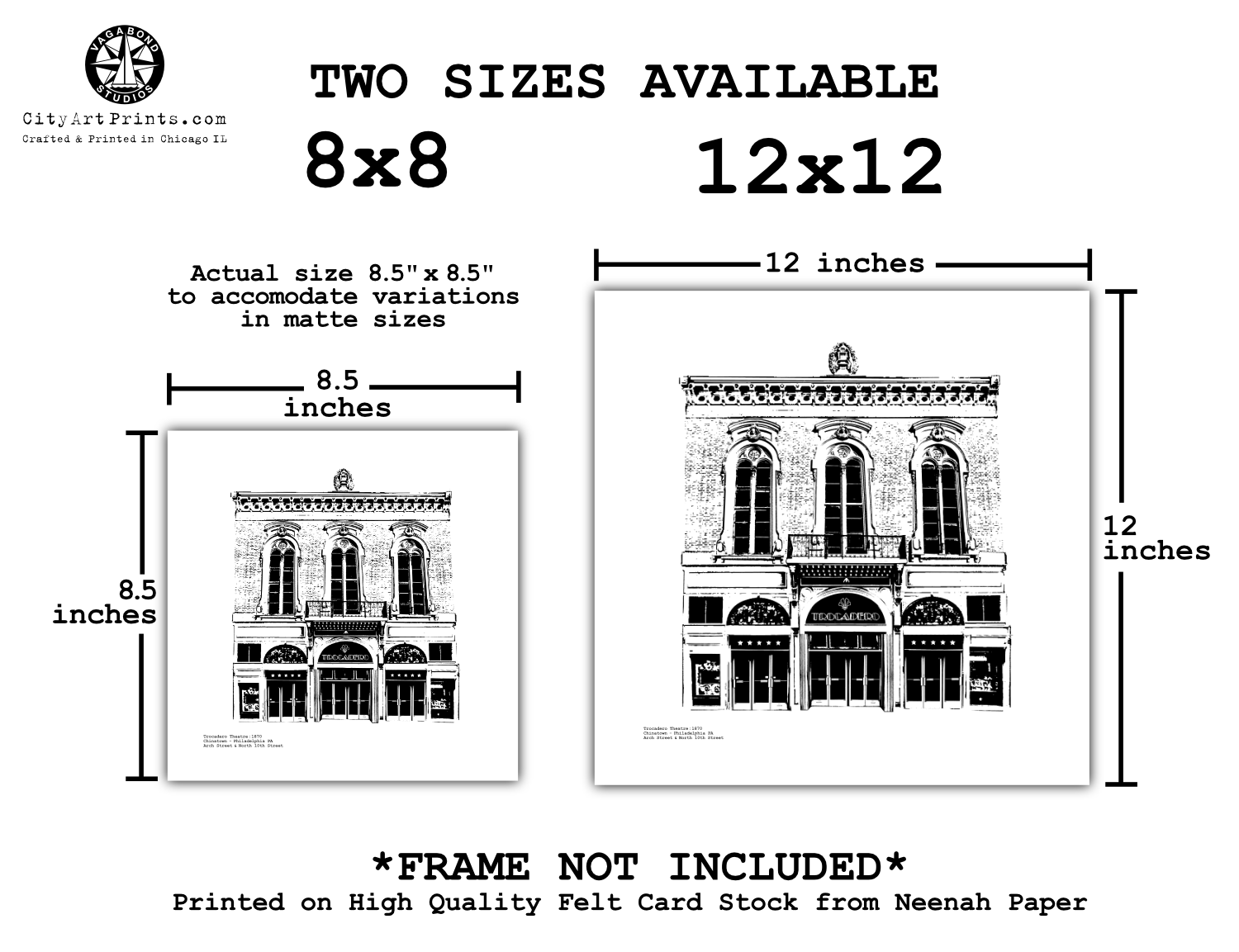 Trocadero Theatre Philadelphia PA graphic art print illustration by cityartprints.com