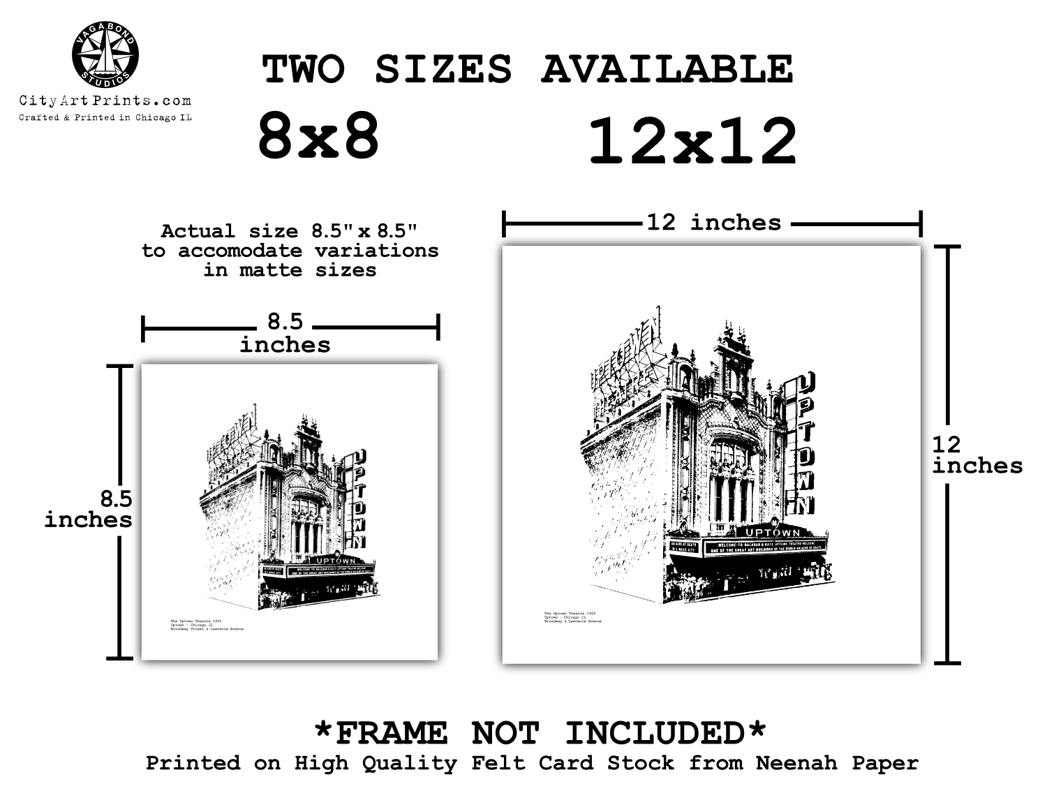 Uptown Theatre Chicago Artwork / Graphic Art Print by cityartprints.com