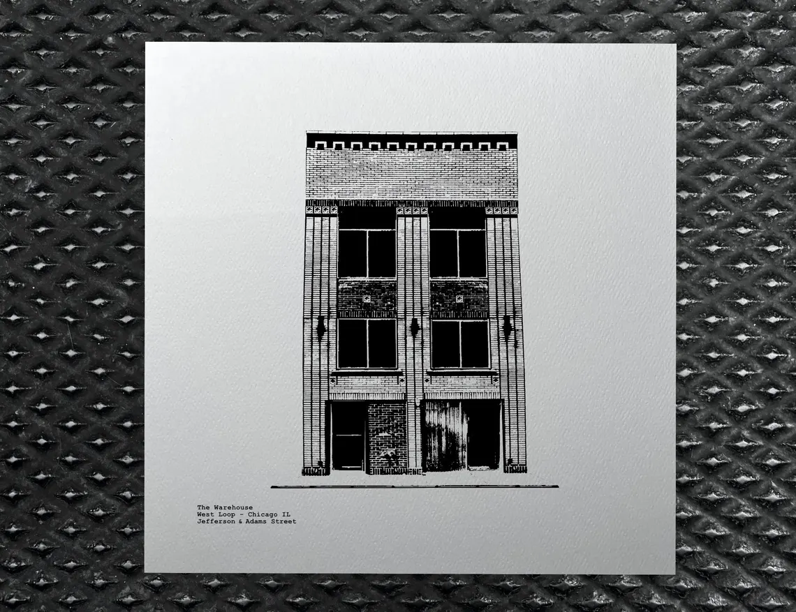 The Warehouse nightclub Chicago illustration / art print by cityartprints.com