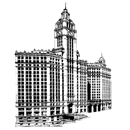 Wrigley Building Chicago River Terra Cotta Faced Architecture rendering