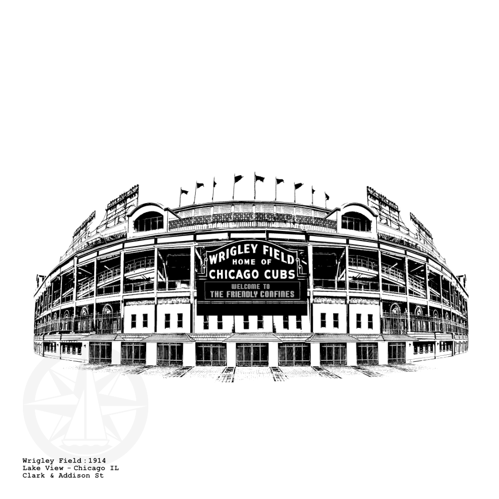 Wrigley Field Marquee Artwork Illustration by cityartprints.com